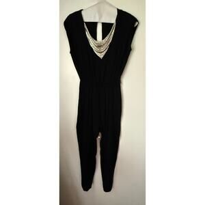 Vintage 70’s Carteret Black Silver Disco Jumpsuit Stretch One Piece XS Small